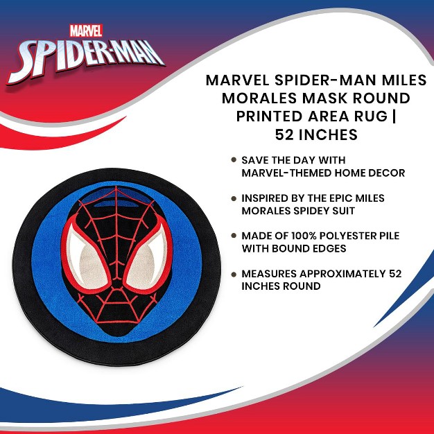 Ukonic Marvel Spider man Miles Morales Mask Round Printed Area Rug 52 Inches