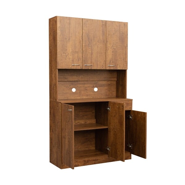 Modern Tall Wardrobeand Cabinet，with 6 Doors，1 Open Shelf and 1 Drawer - - 37291633