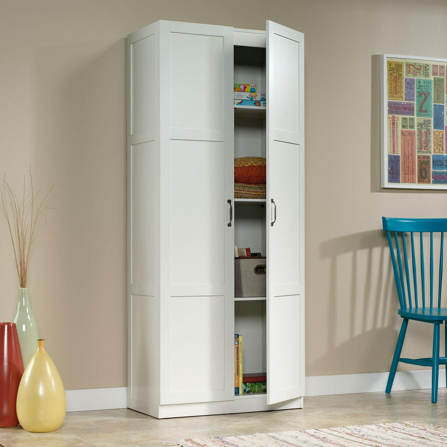 Sauder Select 2-Door Tall Storage Cabinet， White Finish