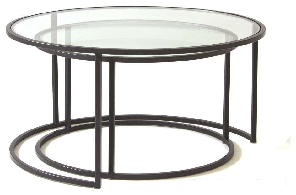 Black Frame Glass Nested Coffee Tables  Andrew Martin Harlan   Transitional   Coffee Table Sets   by Oroa   Distinctive Furniture  Houzz