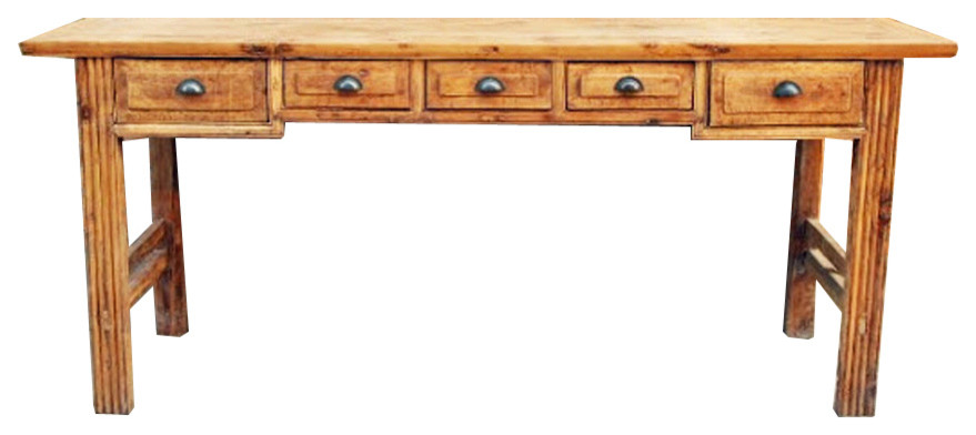 Consigned Vintage Wood Console With Drawers   Rustic   Console Tables   by Design Mix Furniture  Houzz