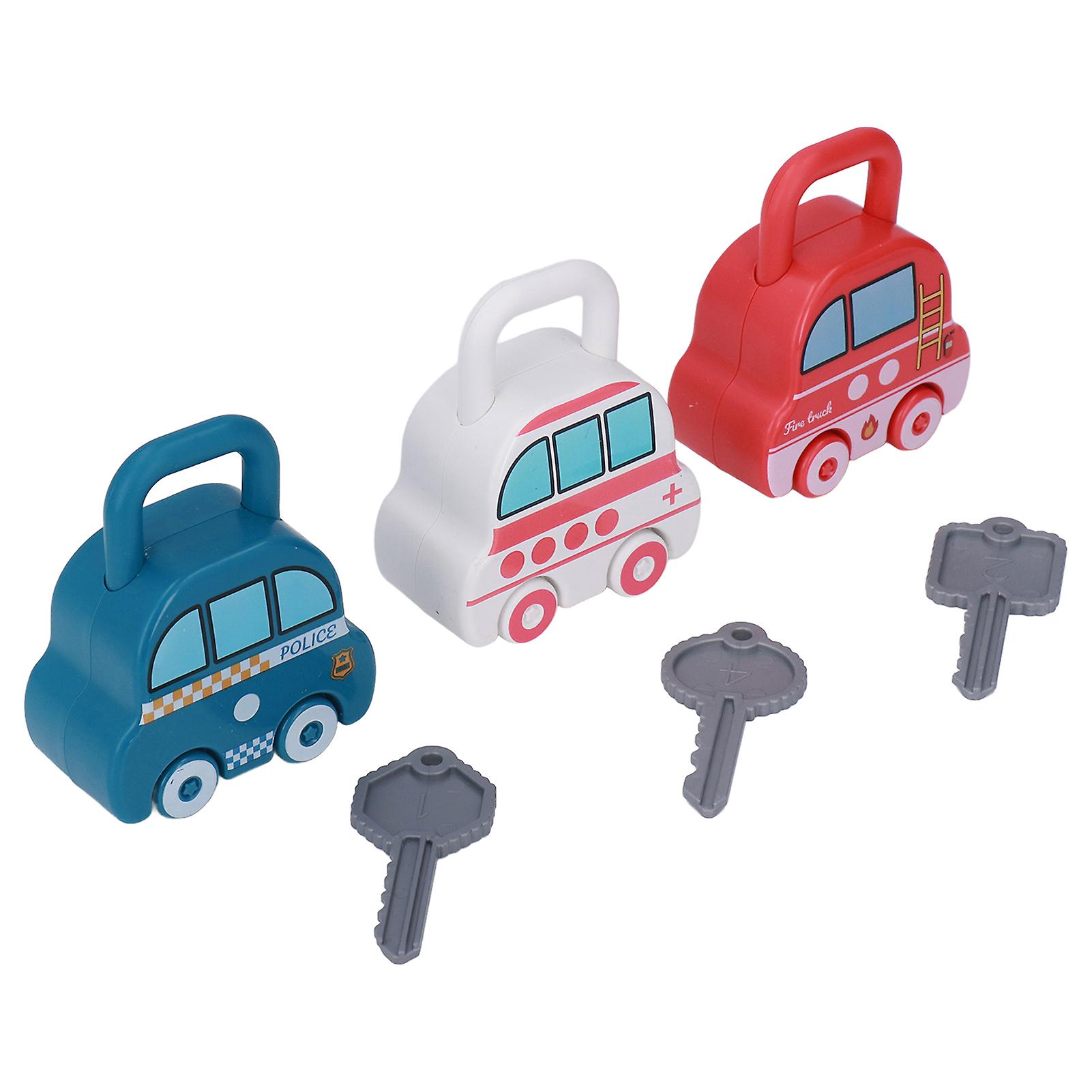 Kids Learning Locks Car Shaped Numbers Matching Different Colors Educational Lock Key Toys