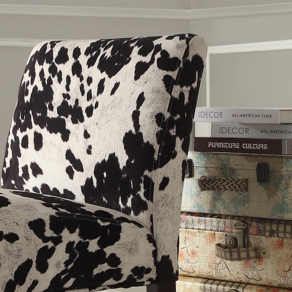 Black and White Faux Cow Hide Fabric Accent Chair by iNSPIRE Q Bold