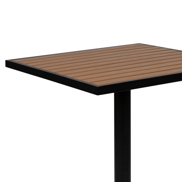 Emma And Oliver Outdoor Faux Teak Dining Table With Poly Slats Square Patio Table