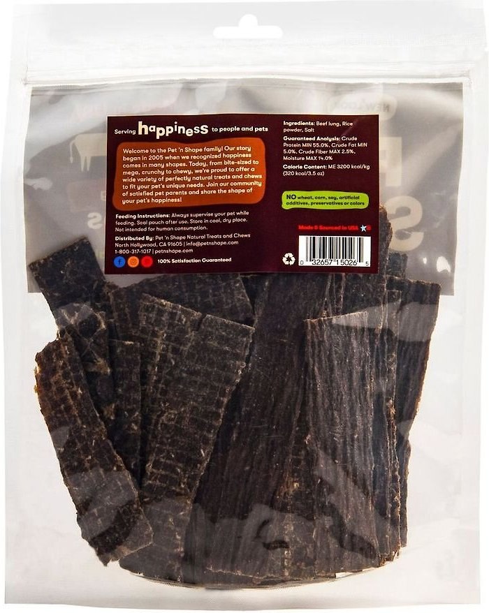 Pet 'n Shape Beef Lung Strips Dog Treats