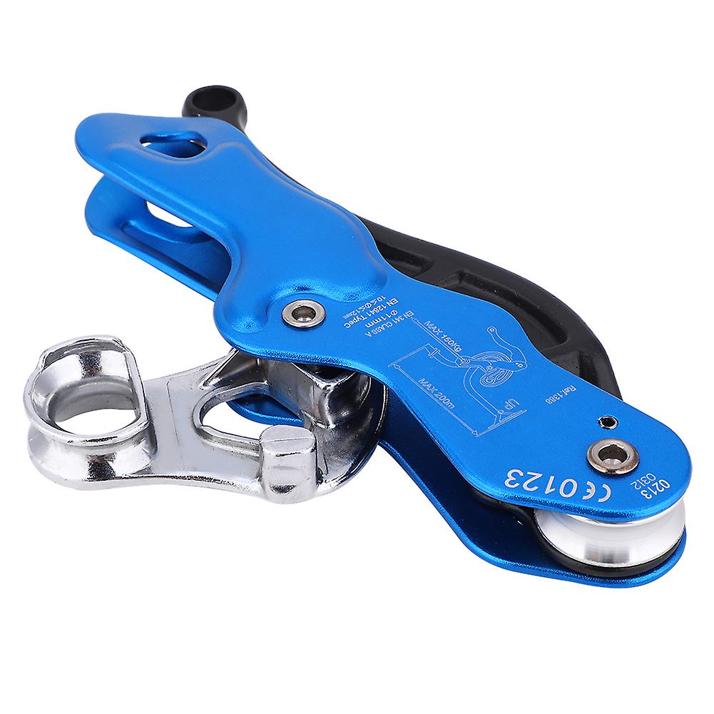 Aluminium Alloy Blue Anti-panic Outdoor Climbing Descending Self Locking Protection Hand Control Descenderblue