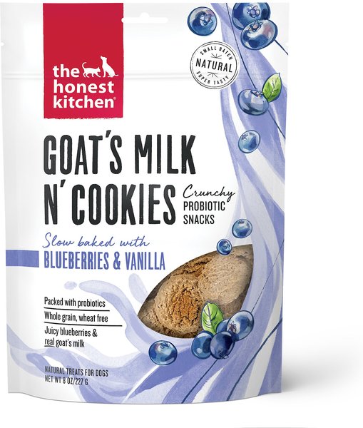 The Honest Kitchen Goat's Milk N' Cookies Slow Baked With Blueberries and Vanilla Dog Treats， 8-oz bag