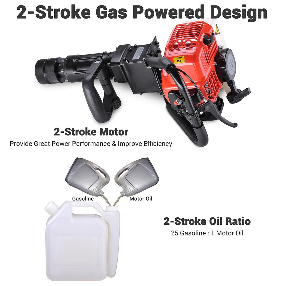 Yescom 32.7cc T-Posts Jackhammer(2in1) Gas Powered Pile Driver Chisel EPA