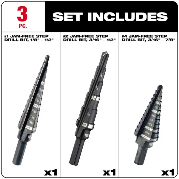 Milwaukee 3-Piece Step Drill Bit Set