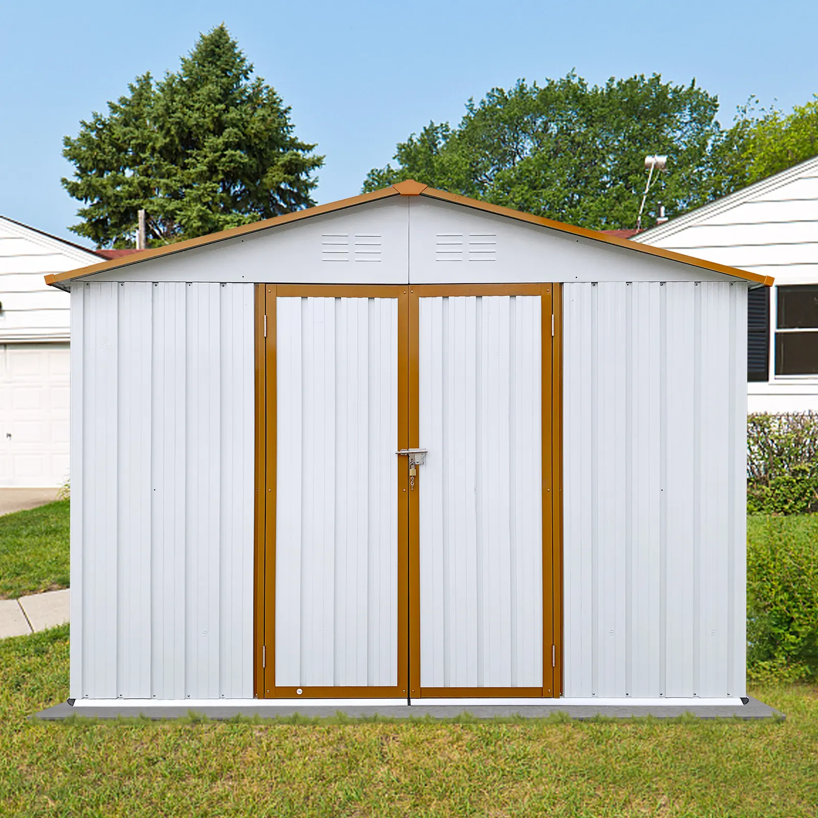 8*6 White Yellow Modern Garden Shed Easy Assembly Tool Storage Shed