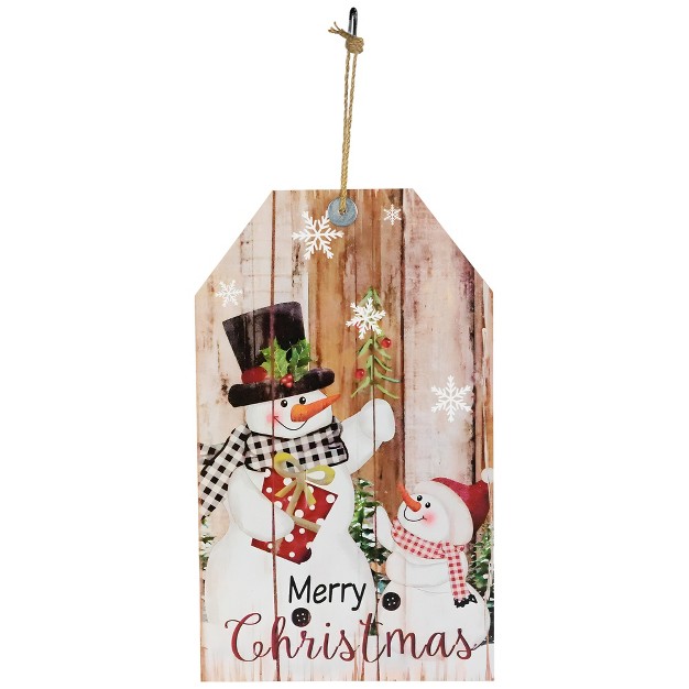 Snowmen Merry Christmas Tag Wall Sign