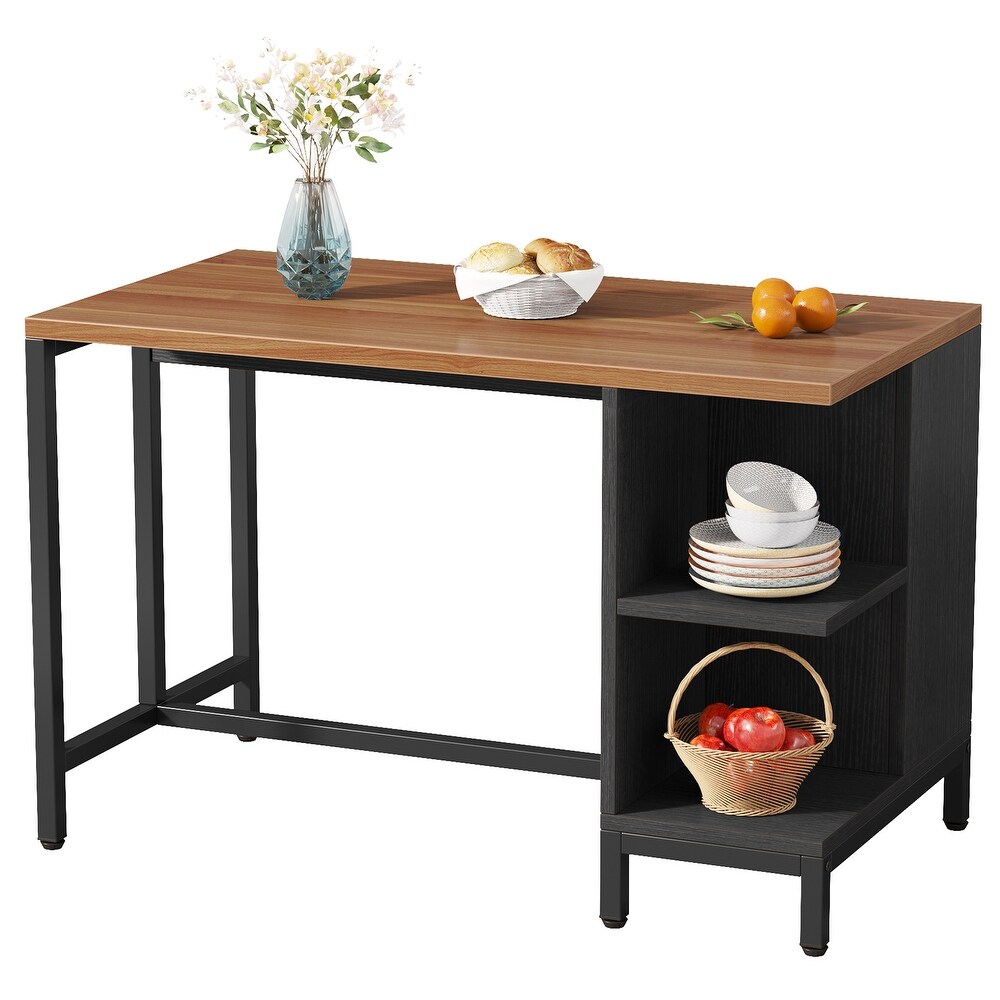 Kitchen Island with 5 Open Shelves  Industrial Dining Island Table with Large Worktop  Freestanding Kitchen Island Table