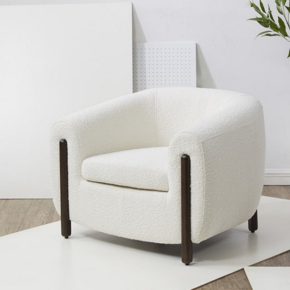 Safavieh Couture Westley Boucle Barrel Back Accent Chair   Midcentury   Armchairs And Accent Chairs   by Safavieh  Houzz