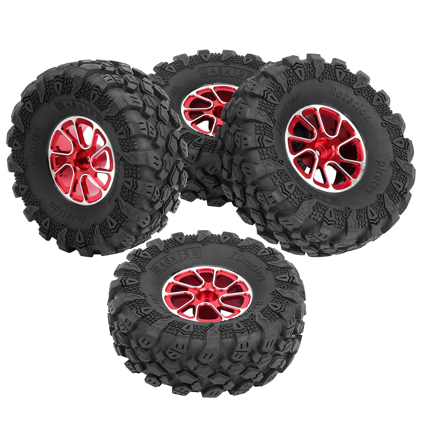 4ppcs 1.9in Aluminum Alloy Wheel Hub Rubber Tire Accessories For Zd Racing 1/10 Rc Carred