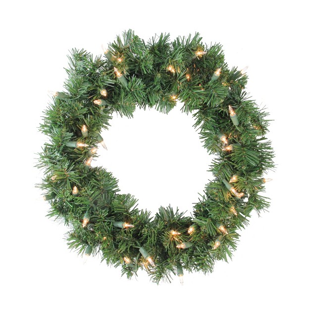 Pre lit Deluxe Windsor Pine Artificial Christmas Wreath Clear Lights