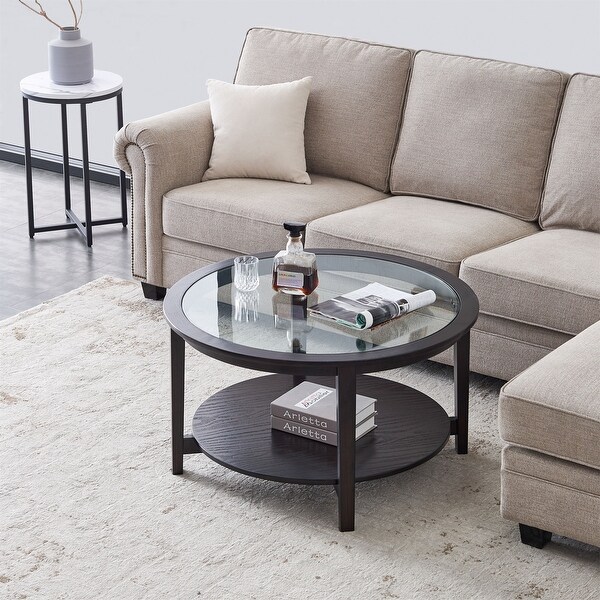 Round Coffee Table Double Deck Design