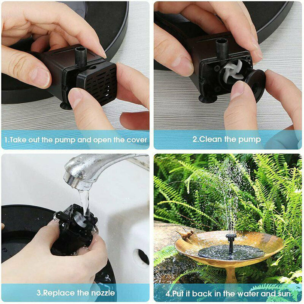 GRNSHTS 5V 3W Solar Fountain Pump for Bird Bath Water Pump with 8 LED Lights 6 Nozzles for Garden Pond Pool Backyard Decoration