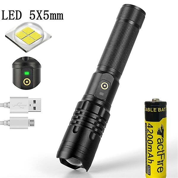 Portable Flashlight 5 X5mm Led 20w 5v Micro Usb Rechargeable Zoom Flashlight Can Output And Input， Suitable For Camping， Climbing， Night Riding， Cavin