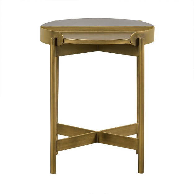 Dua End Table Gray Concrete antiqued Brass Armen Living