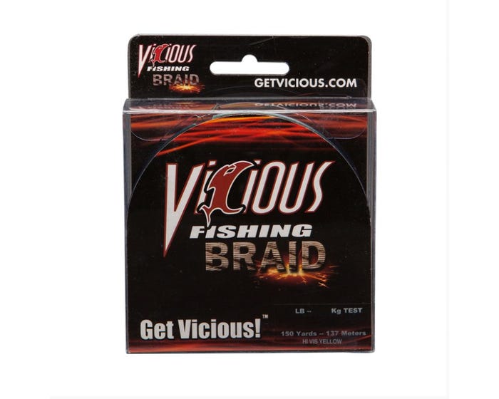 Vicious Fishing 10 lb. Hi-Vis Yellow Braid， 150 Yards - BPY10