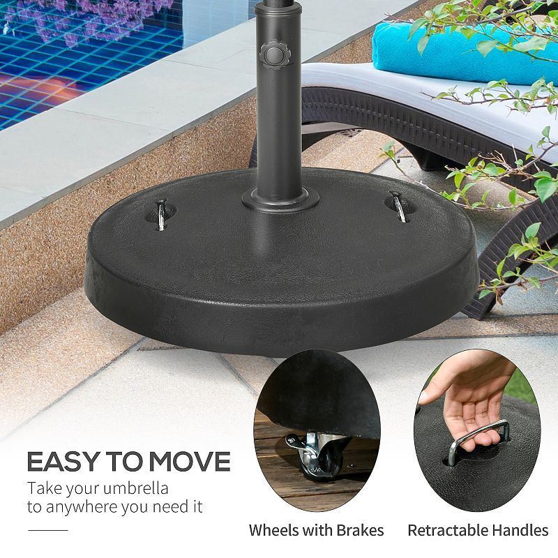 Outsunny 52lbs Patio Umbrella Base with Wheels and Handles， Umbrella Stand