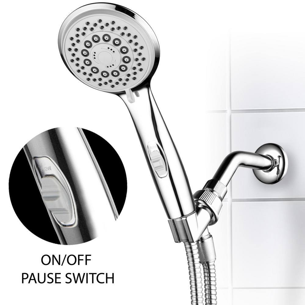 Hotel Spa 7-Spray 4 in. Single Wall Mount Waterfall Handheld Rain Shower Head in Chrome 21458