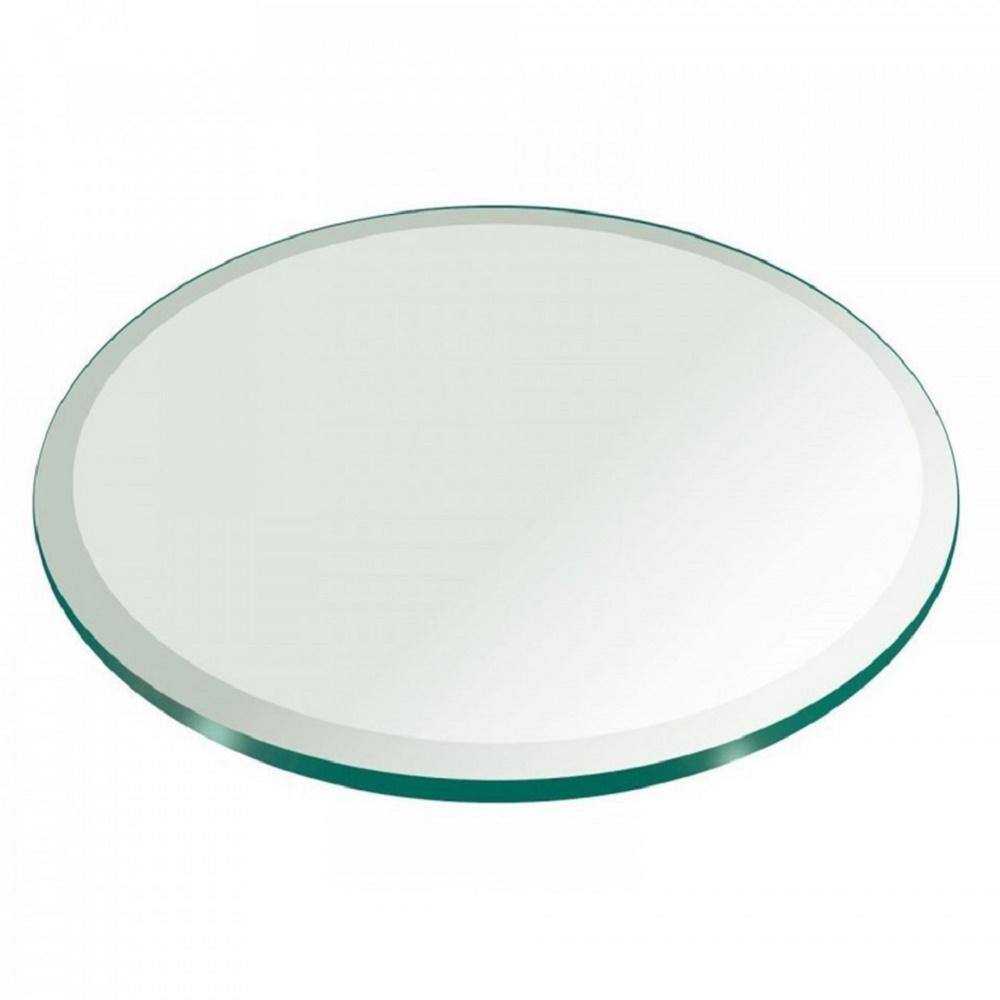 Fab Glass and Mirror 20 in. Clear Round Glass Table Top 12 in. Thickness Tempered Beveled Edge Polished 20RT12THBEAN