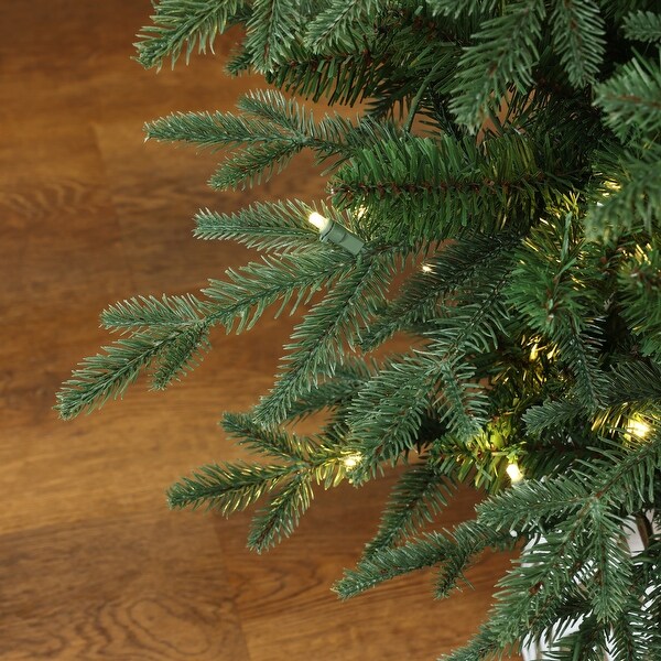 4.5Ft PreLit Green Slender Fir Potted Artificial Christmas Tree