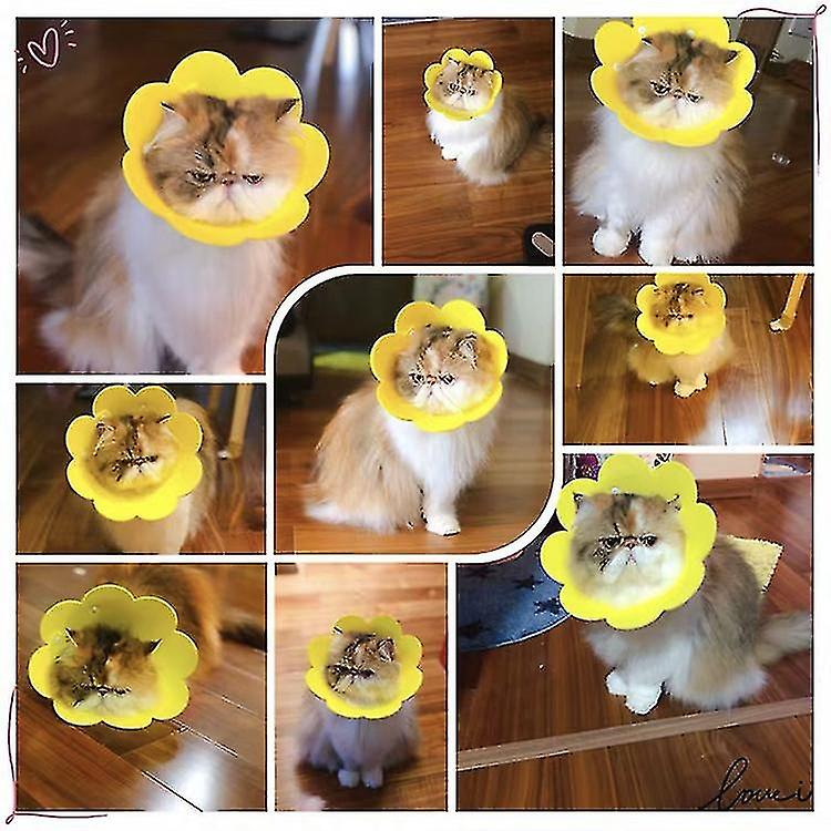 Pet Protective Recovery Collar Adjustable Sunflower Shape Cat Cone Collar， Cute Soft Cone After Surg