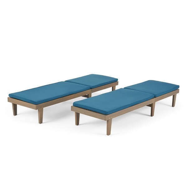 Nadine Outdoor Modern Cushioned Acacia Chaise Lounges (Set of 2) by Christopher Knight Home