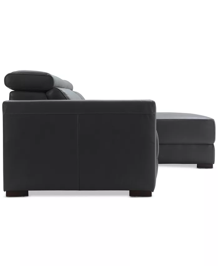 Furniture Nevio 115 3-pc Leather Sectional Sofa with Chaise 2 Power Recliners and Articulating Headrests