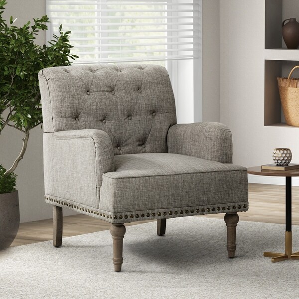 Geltrude Classic Upholstered Accent Arm Chair with Button Tufted Back by HULALA HOME