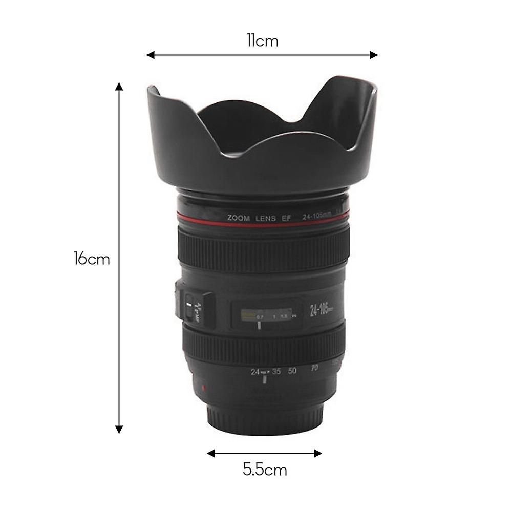 Black Leakproof Camera Lens Coffee Mug Stainless Steel Coffee Water Drinking Cup With Lid For Office Home Bar Restaurant