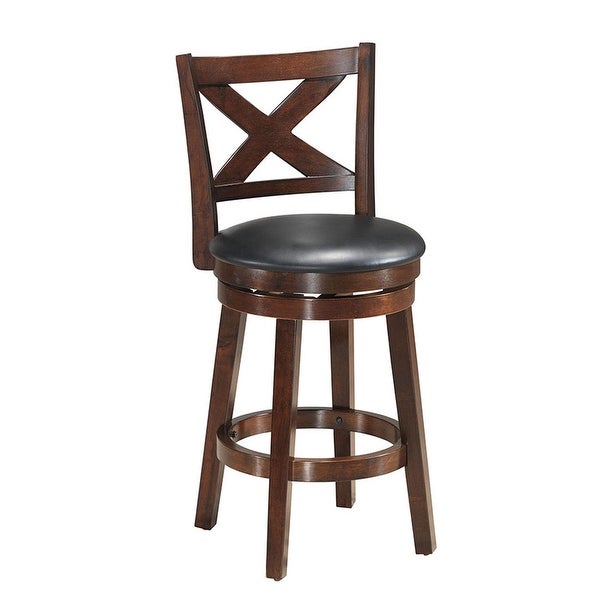 Costway Swivel Stool 24'' Counter Height X-Back Upholstered Dining - 18''x20.5''x39''(WxDxH)