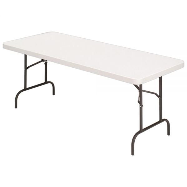 Molded Plastic Top Folding Table， 5'W， Platinum