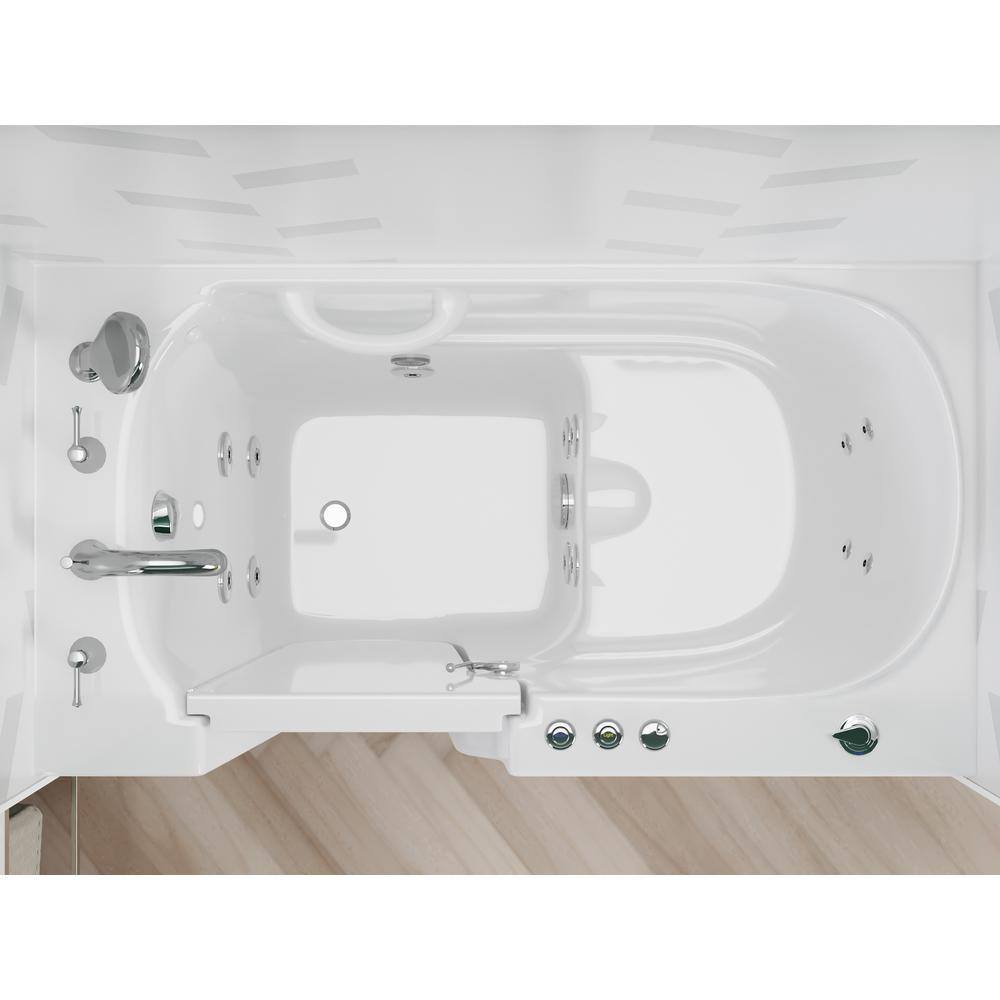 Universal Tubs HD Series 52 in. Left Drain Quick Fill Walk-In Whirlpool Bath Tub with Powered Fast Drain in White HD2952LWH