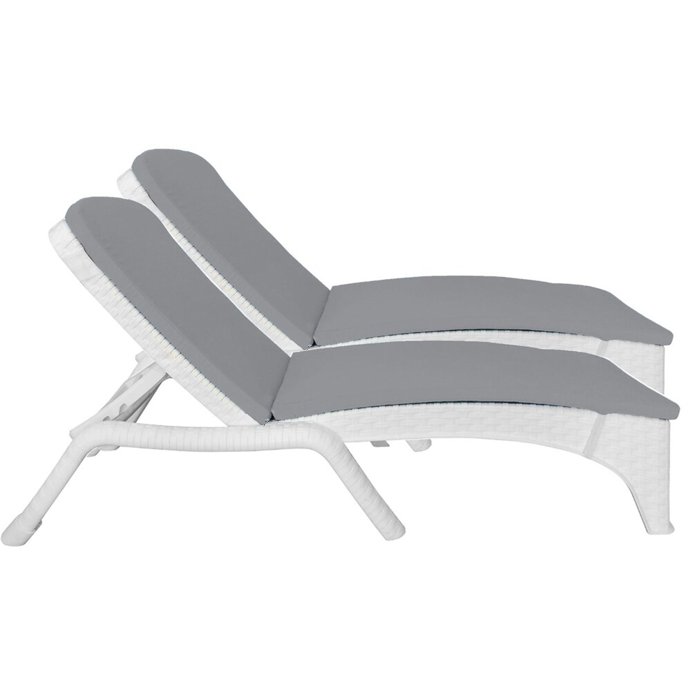 Roma Set of 2 Chaise Lounger w/cushion White