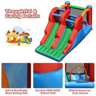 Costway Inflatable Bounce House 3-in-1 Dual Slides Jumping Castle Bouncer with 550-Watt Blower OP70800+ES10150US