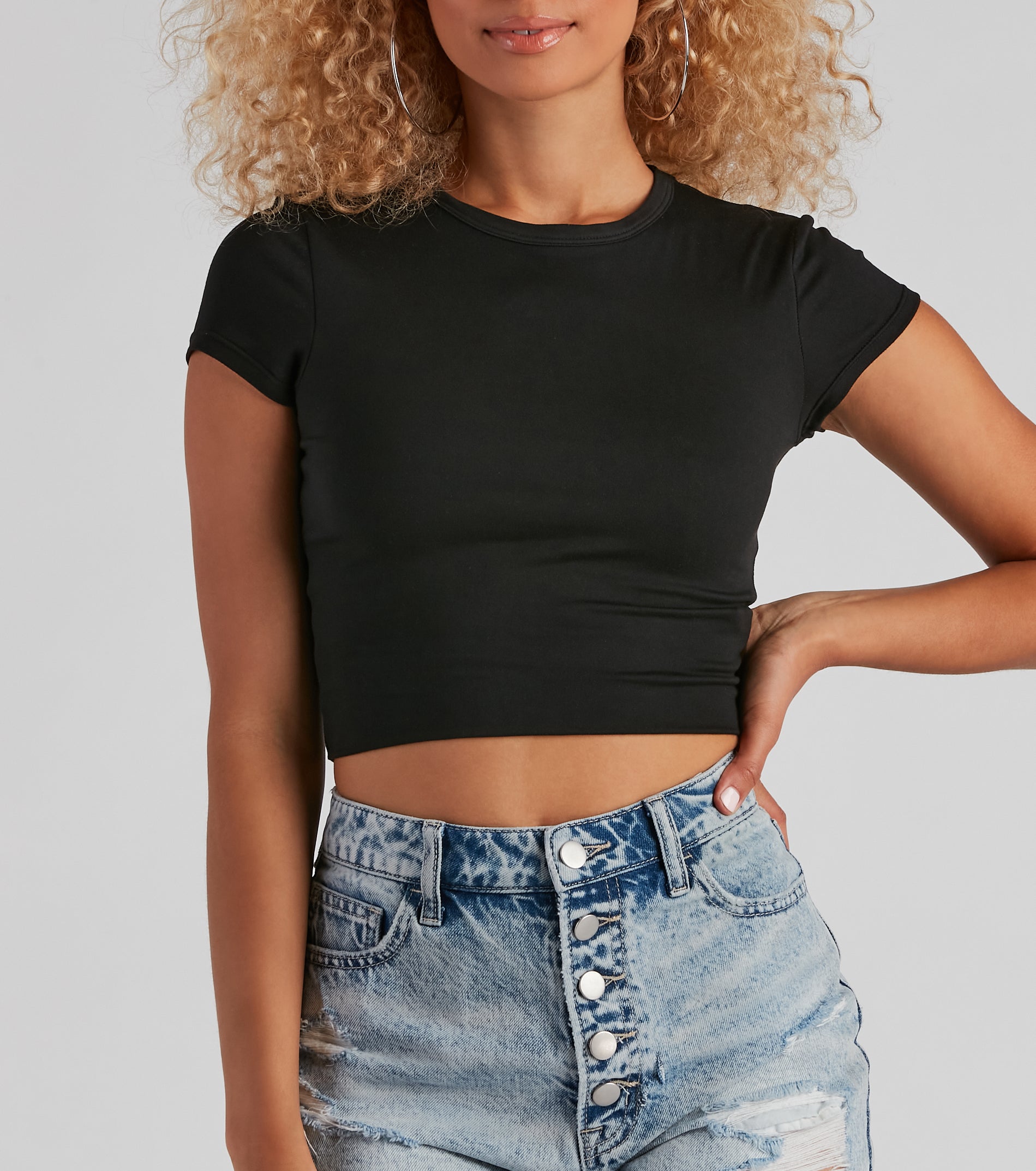 Casual Must-Have Crew Neck Crop Top