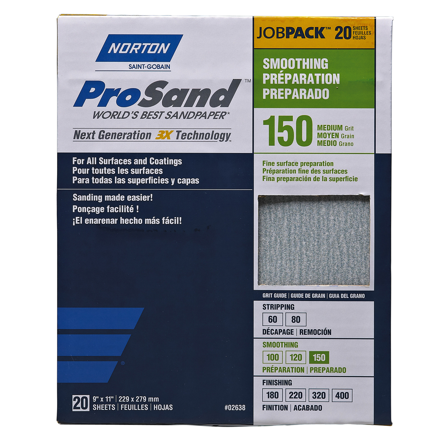 Norton ProSand 11 in. L X 9 in. W 150 Grit Aluminum Oxide Sandpaper 20 pk