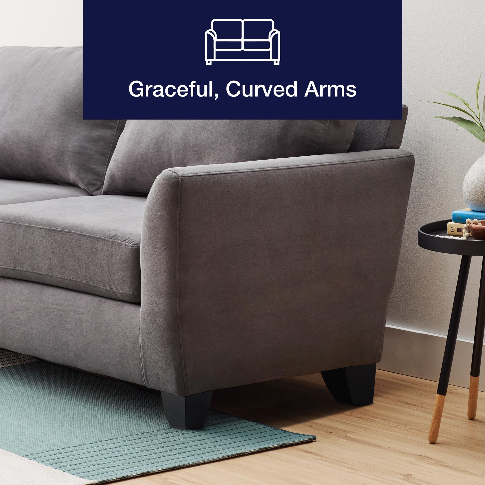 Gap Home Curved Arm Upholstered Sofa, Charcoal