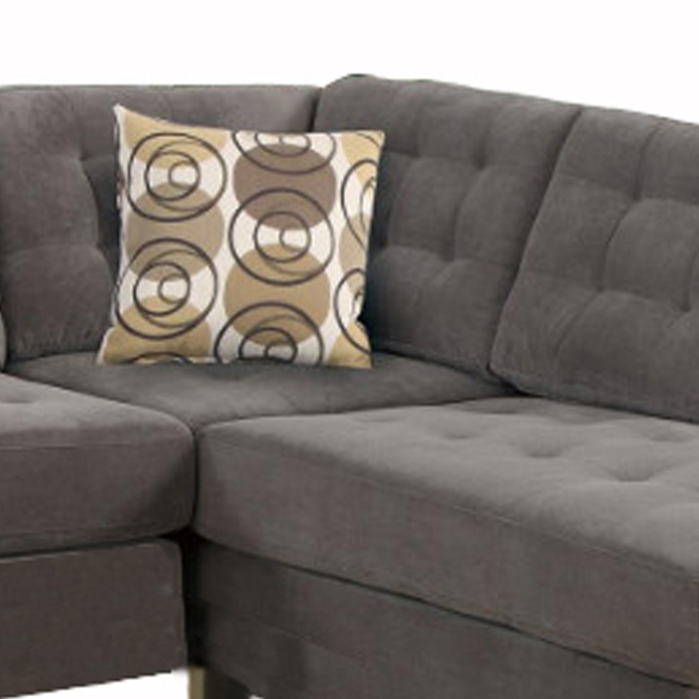 Benzara BM168572 2 Piece Corduroy Sectional Sofa In waffle Suede Charcoal   Transitional   Sectional Sofas   by Uber Bazaar  Houzz