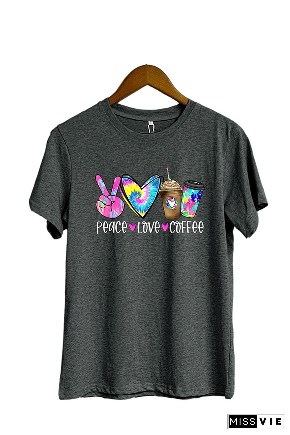 Peace Love Coffee Short Sleeve Graphic Tee Wholesale