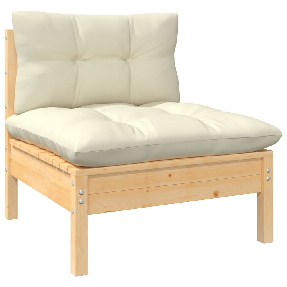 vidaXL Solid Pinewood Patio Lounge Set 8 Piece with Cushions Multi Colors