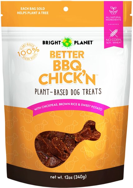 Bright Planet Pet Better BBQ Chick'n Chicken Flavored Soft and Chewy Dog Treats， 12-oz bag