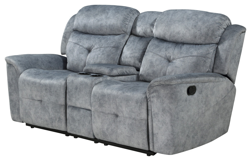 Fabric Upholstered Recliner Loveseat With Usb Charging Docks  Gray   Transitional   Loveseats   by VirVentures  Houzz