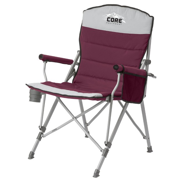 Core Set Of 2 300 pound Capacity Padded Hard Arm Chair W storage Pockets amp Carry Bag W instant 10 foot Outdoor Pop up Shade Canopy Shelter Tent Gray