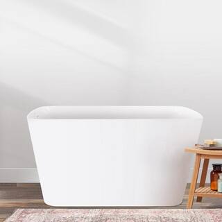 Mokleba 47 in. Acrylic Freestanding Flatbottom Japanese Soaking Bathtub with Pedestal Not Whirlpool SPA Tub in Glossy White BTHDEB1327047