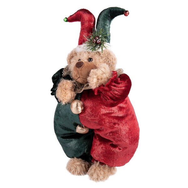 Christmas Plush Bear Figurine in Clown Costume