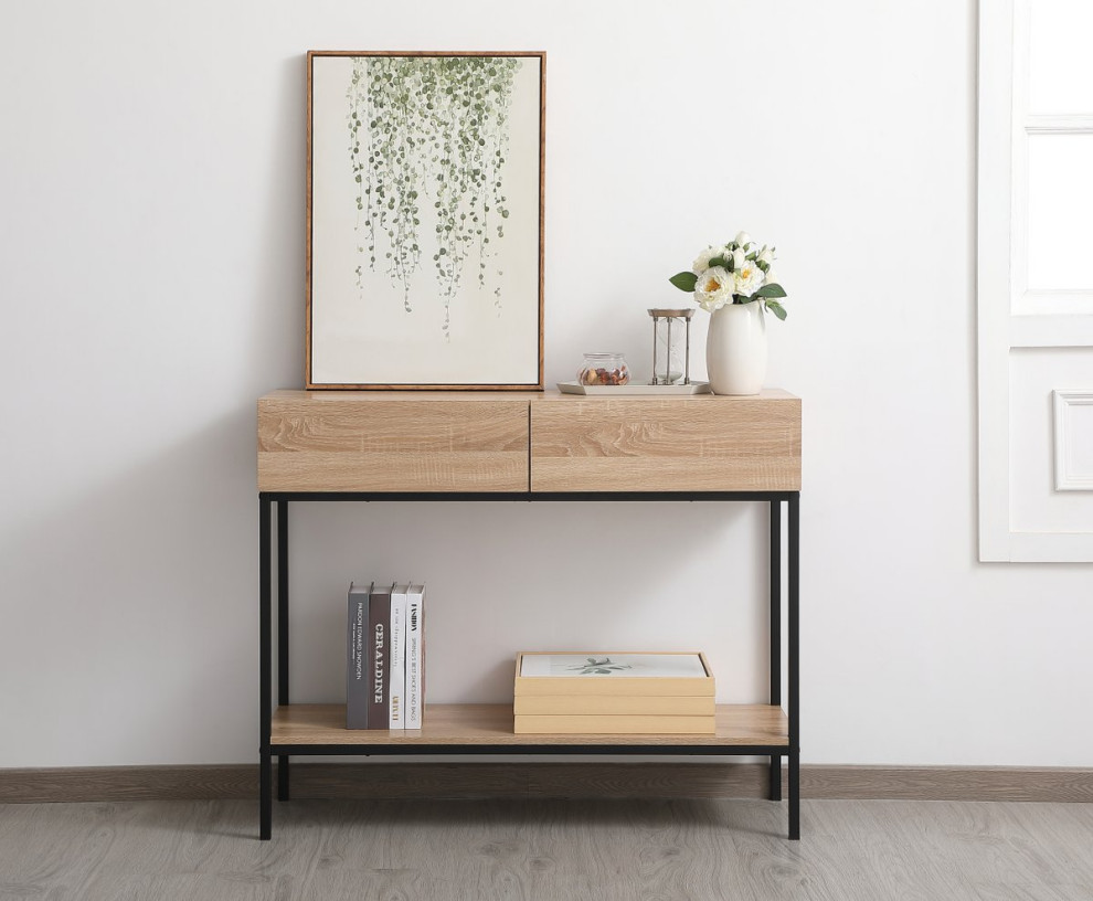 Edan 42 quotConsole Table  Mango Wood   Industrial   Console Tables   by Elegant Furniture  ampLighting  Houzz